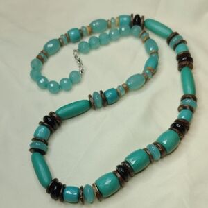 Turquoise and Brown Beaded Necklace